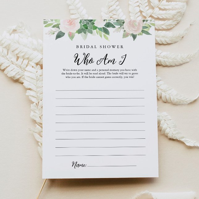 DEVON Greenery Who I Brautparty Game Card Einladung (Von Creator hochgeladen)