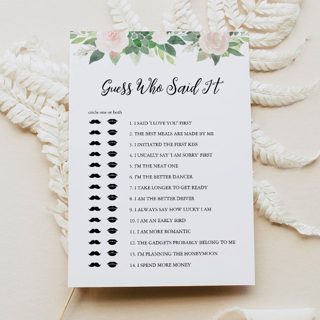 DEVON Guess Wer sagte, es Brautparty Game Einladung (Von Creator hochgeladen)