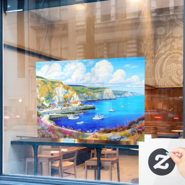 "Devon Harbor Dreamscape" - Eine englische Seascap Fensteraufkleber (Café-Fenster)
