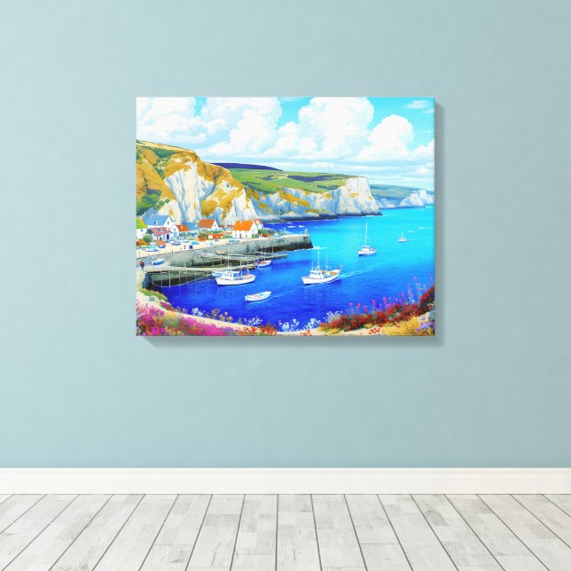 "Devon Harbor Dreamscape" - Eine englische Seascap Leinwanddruck (Insitu (Holzboden))