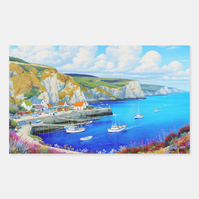 "Devon Harbor Dreamscape" - Eine englische Seascap Rechteckiger Aufkleber (Vorderseite)