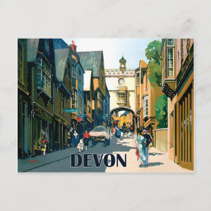 Devon, Häuser im Stadtzentrum, Vintage-Reise Postkarte