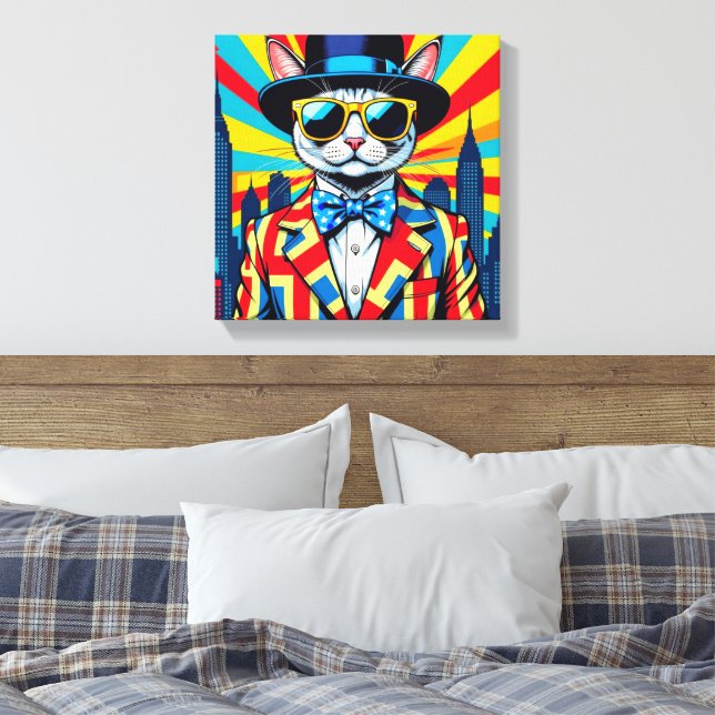 DEVON REX-BIG CITY CAT 2 LEINWANDDRUCK (Insitu (Schlafzimmer))