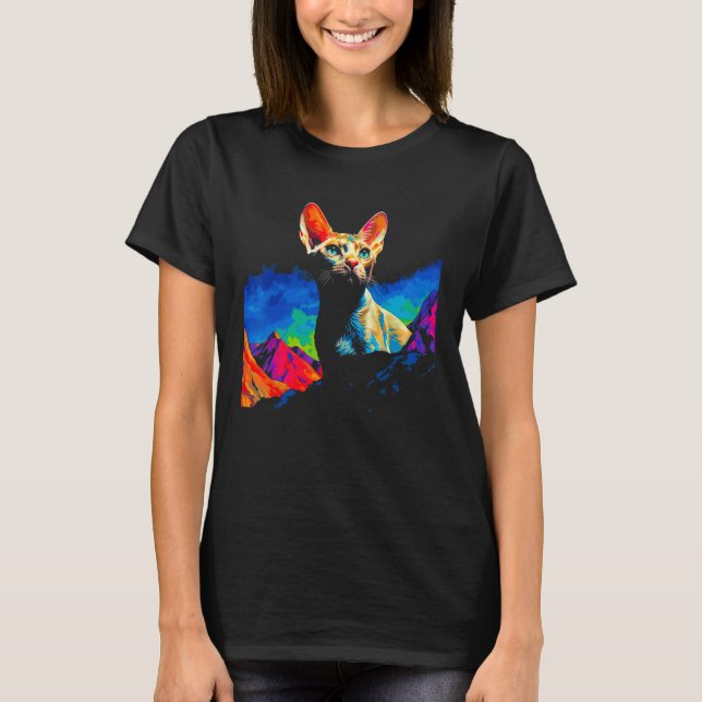 Devon Rex Cat Art T-Shirt (Vorderseite)