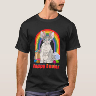 Devon Rex Cat Happy Oaster Eggs Bunny T-Shirt