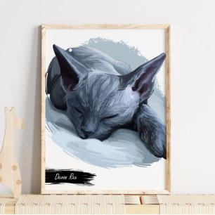 Devon Rex Cat Print   Cat Wall Print Poster