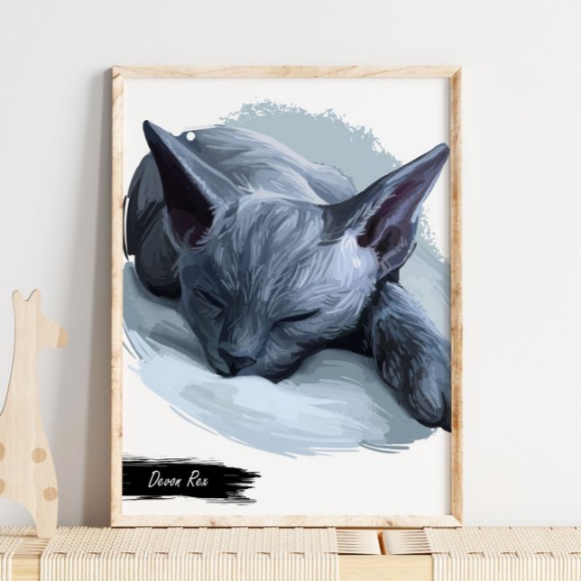 Devon Rex Cat Print | Cat Wall Print Poster (Von Creator hochgeladen)
