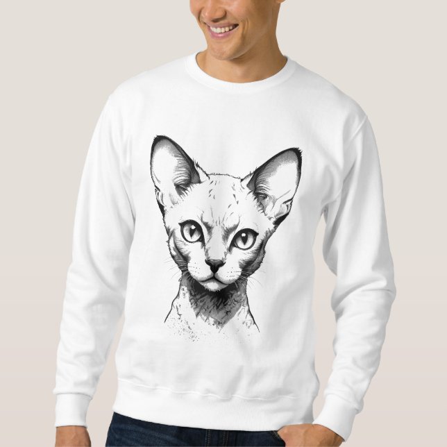 Devon Rex Cat Sketch Men's Sweatshirt (Vorderseite)