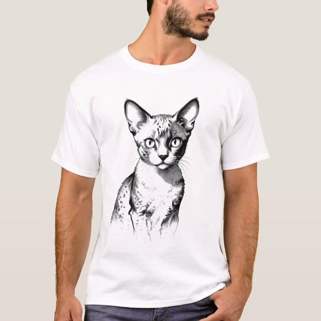 Devon Rex Cat Sketch Men's T-Shirt (Vorderseite)