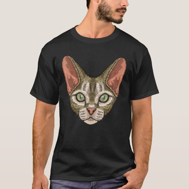 Devon Rex Gesicht Süße Devon Rex Katzenrasse Tier  T-Shirt (Vorderseite)