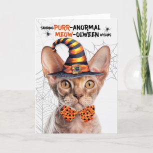 Devon Rex Halloween Cat PURRanormal MEOWolween Feiertagskarte