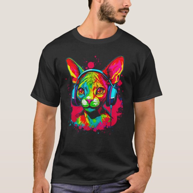 Devon Rex Katze DJ T-Shirt (Vorderseite)