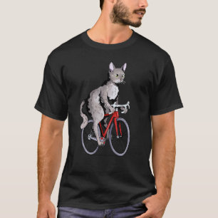 Devon Rex Katze fährt Fahrrad Süße Bikerin Radfahr T-Shirt
