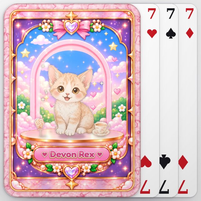 Devon Rex Katze, Kawaii Kunst Spielkarten (Von Creator hochgeladen)