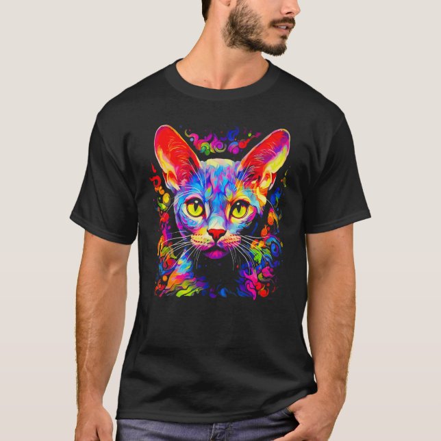 Devon Rex Katze Pop Art T-Shirt (Vorderseite)