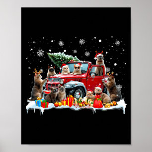 Devon Rex Katze Rotes Lastwagen Weihnachtsbaum San Poster