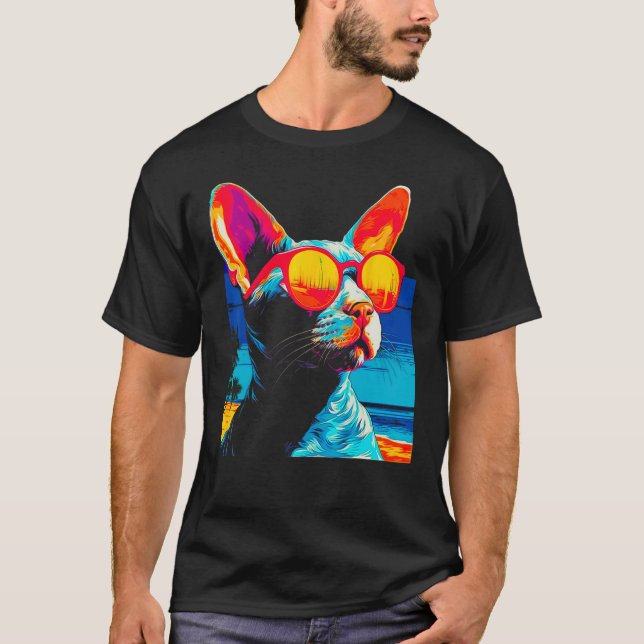 Devon Rex Katze Sonnenbrille T-Shirt (Vorderseite)