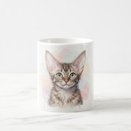 Devon Rex Katzen Wasserfarbenporträt Kaffeetasse