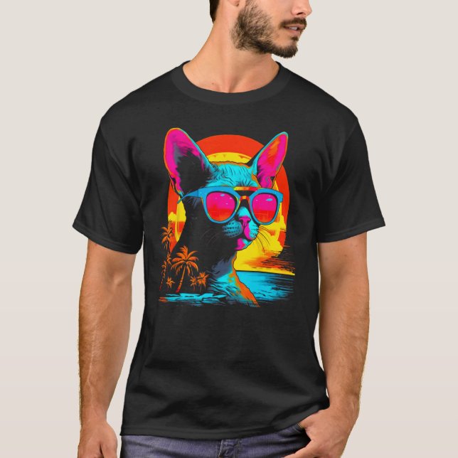Devon Rex Katzenstrand T-Shirt (Vorderseite)
