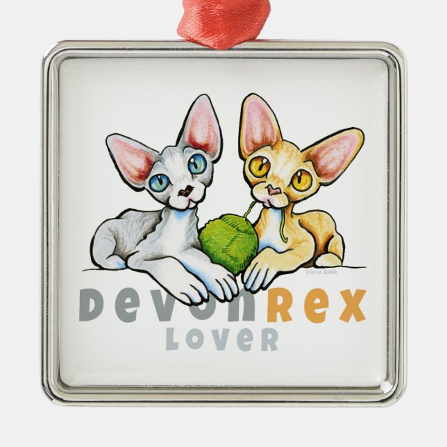 Devon Rex Lover Ornament Aus Metall (Vorne)