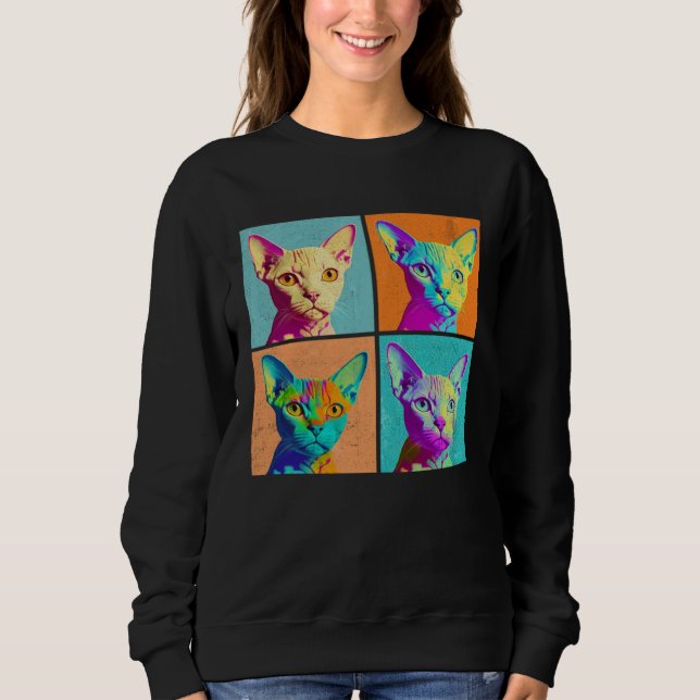Devon Rex Pop Illustration Colorful Animal Women Sweatshirt (Vorderseite)