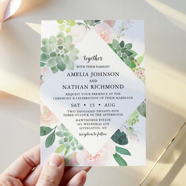 DEVON Succulent & Blush Florals Weditation Einladung (Von Creator hochgeladen)