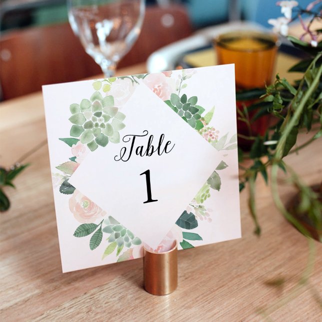 DEVON Succulent Greenery Tischnummer 5.25" Square (Von Creator hochgeladen)