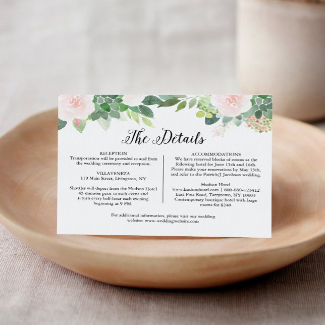 DEVON Succulent Wedding Details Enclosure Card Begleitkarte (Von Creator hochgeladen)