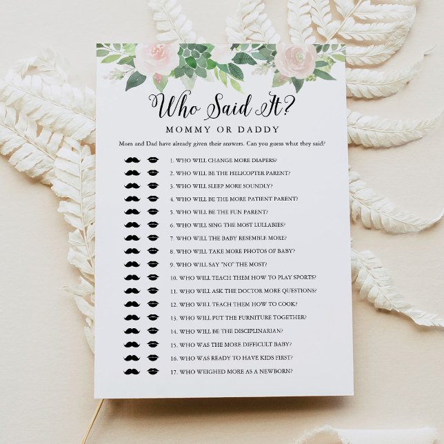 DEVON Wer sagte, es Mommy Daddy Baby Game Card Einladung (Von Creator hochgeladen)