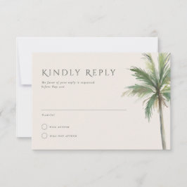 Devonport Modern Watercolor Palm Wedding RSVP Einladung