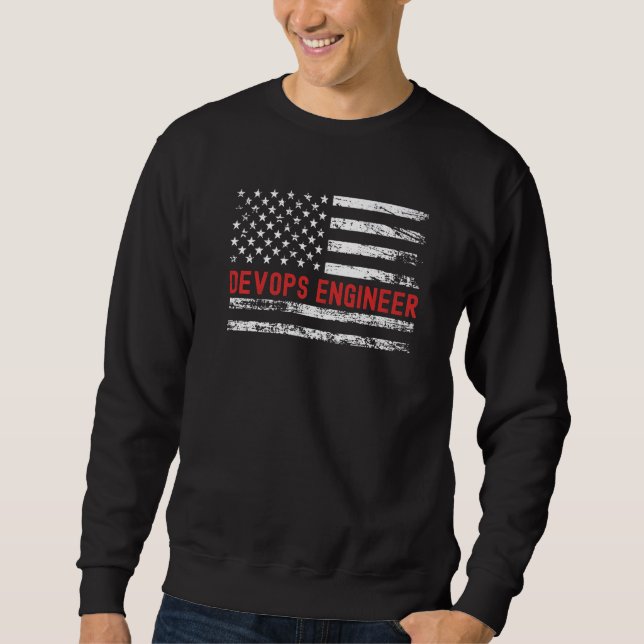 Devops Engineer USA Flag Profession Retro Job Titl Sweatshirt (Vorderseite)