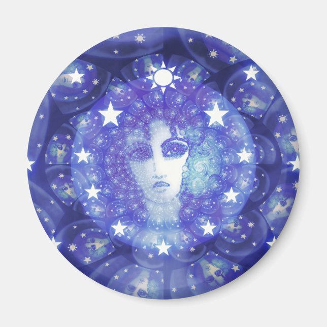 DevorahBlueCosmos runder Magnet (Vorne)