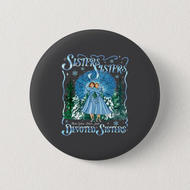 Devoted Sisters Merry Christmas White Xmas Pajamas Button (Vorderseite)