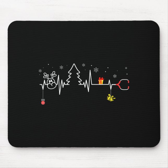 Devoxtee Christmas Tree Heartbeat Funny Christmas  Mousepad (Vorne)
