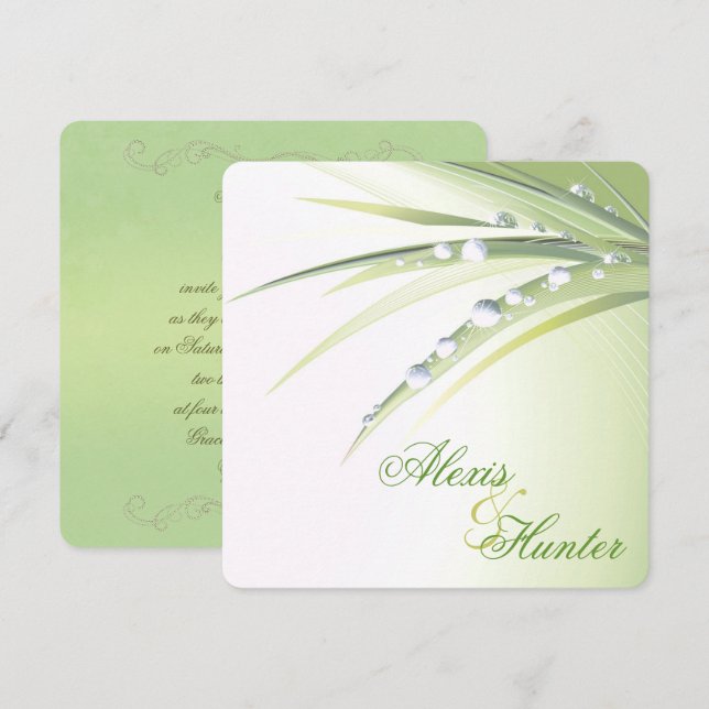 Dew Drop Wedding Einladung (Vorne/Hinten)