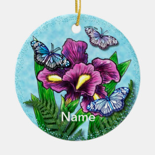Dewdrop Butterfly Iris Ornament