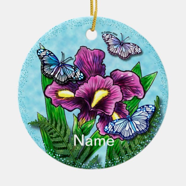 Dewdrop Butterfly Iris Ornament (Vorne)
