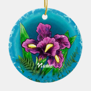 Dewdrop Iris Keramikornament