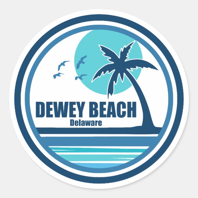 Dewey Beach Delaware Palme Vögel Runder Aufkleber (Vorderseite)