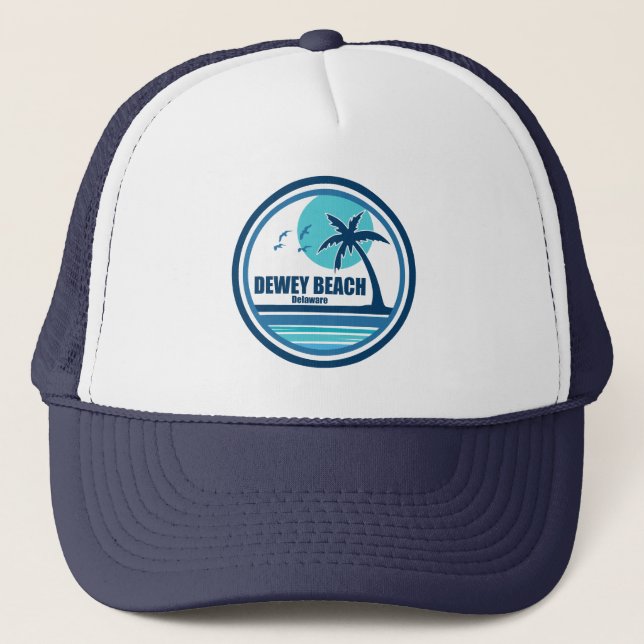 Dewey Beach Delaware Palme Vögel Truckerkappe (Vorderseite)