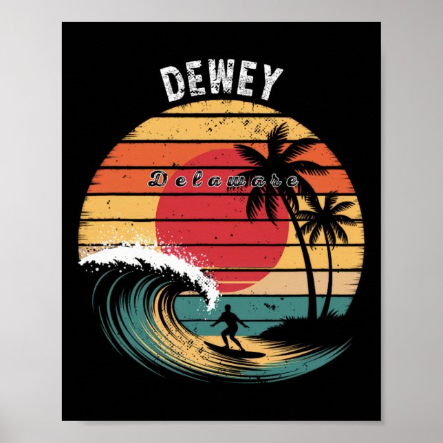 Dewey Beach Delaware Strand Surfen  Poster (Vorne)