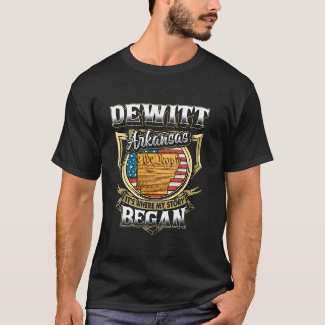 DeWitt Arkansas USA Flag 4. Juli Langschläfer T T-Shirt (Vorderseite)