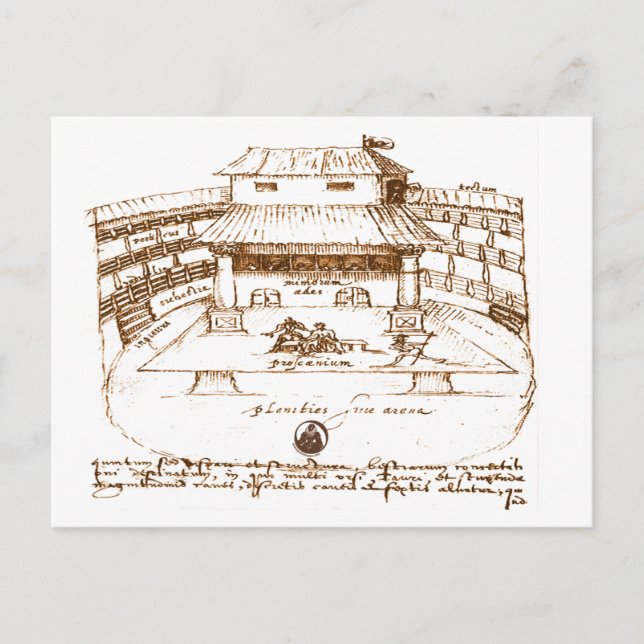 DeWitts Swan-Theaterskizze Postkarte (Vorderseite)