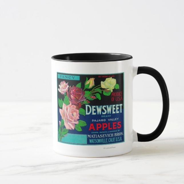 Dewsweet Apple Crate LabelWatsonville, CA Tasse (Rechts)