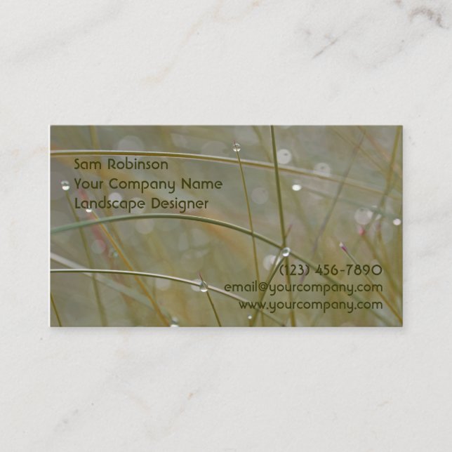 Dewy Gras-Landschafts-oder Gärtner-Visitenkarten Visitenkarte (Vorderseite)