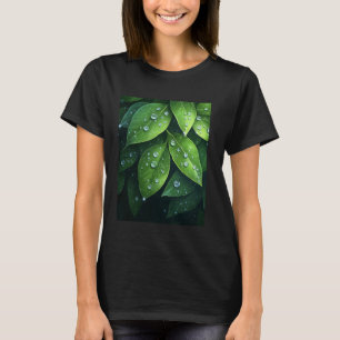 Dewy Green Blätter Natur Kunst Botanische Schrift T-Shirt