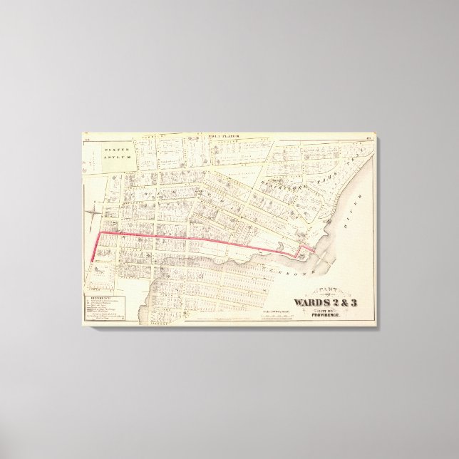 Dexter Asylum and Central Bridge Atlas Map Leinwanddruck (Vorderseite)