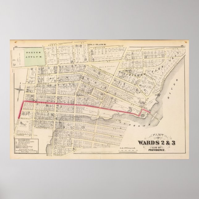 Dexter Asylum and Central Bridge Atlas Map Poster (Vorne)
