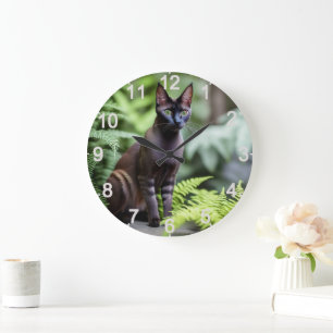 Dexter die schwarze siamesische Katze, Wall Clock Große Wanduhr
