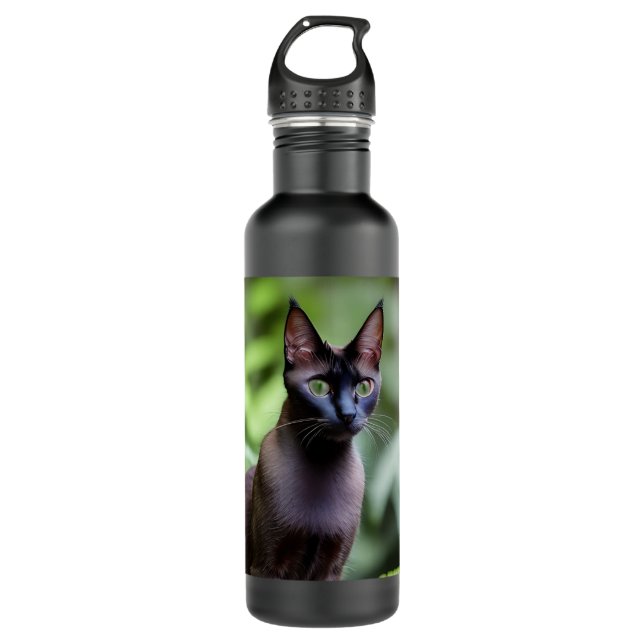 Dexter die schwarze siamische Katze, Wasserflasche Edelstahlflasche (Vorderseite)